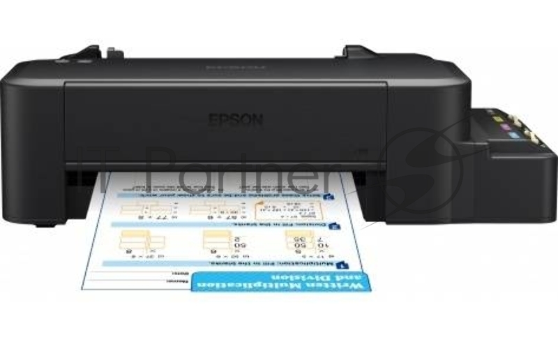 Принтер Epson L120, 4-цветный струйный СНПЧ A4, 8.5 (4.5 цв) стр/мин, 720x720 dpi, подача: 50 лист., USB (старт.чернила - около 2000 ч/б стр, 3500 цв. стр., без учета первой прокачки)