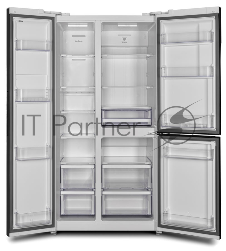 Холодильник Hyundai CS6073FV белое стекло (трехкамерный)