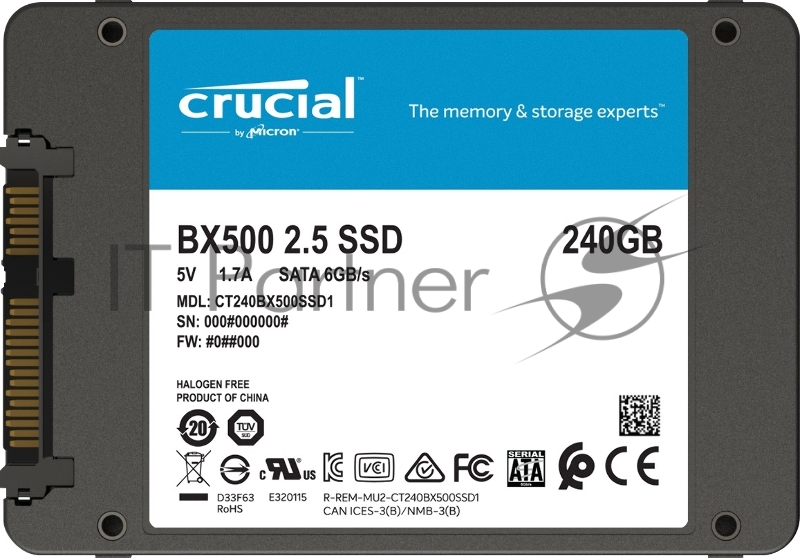 SSD диск 240ГБ 2.5 Crucial BX500 CT240BX500SSD1 (SATA III)