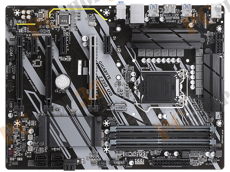 Мат. плата Socket1151 GIGABYTE GA-Z390 UD (iZ390, 4xDDR4, M.2, SATA III, RAID, PCI-E, HDMI, 1Гбит LAN, USB3.1, ATX)