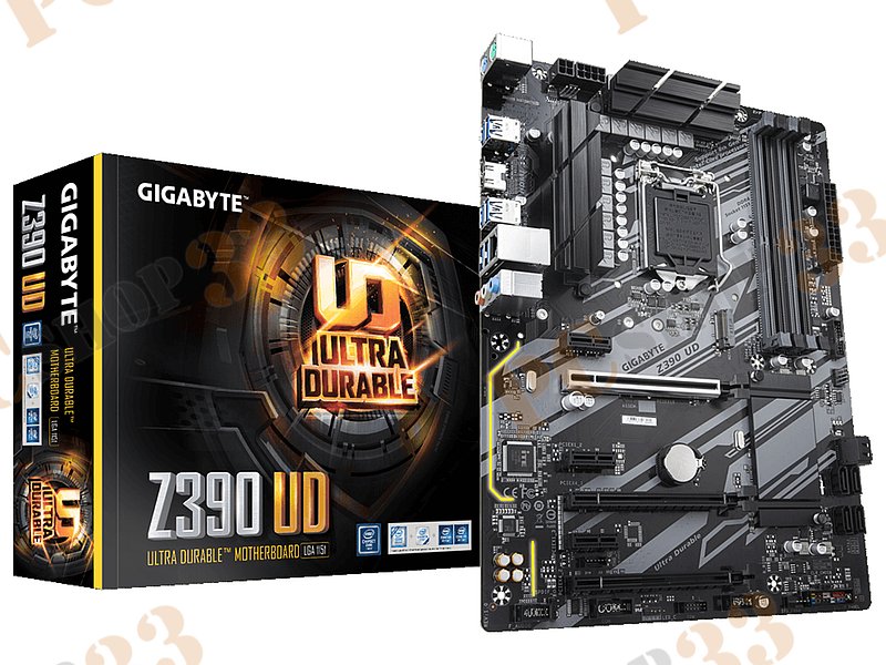 Мат. плата Socket1151 GIGABYTE GA-Z390 UD (iZ390, 4xDDR4, M.2, SATA III, RAID, PCI-E, HDMI, 1Гбит LAN, USB3.1, ATX)