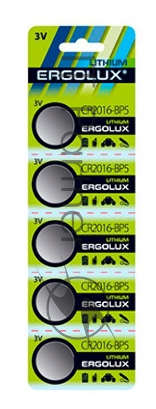 Батарея Ergolux Lithium CR2016-BP5 CR2016 75mAh (5шт) блистер