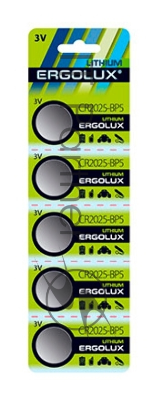 Батарейка литиевая Ergolux CR2032 BL-5 (CR2032-BP5, 3V) (5 шт. в уп-ке)