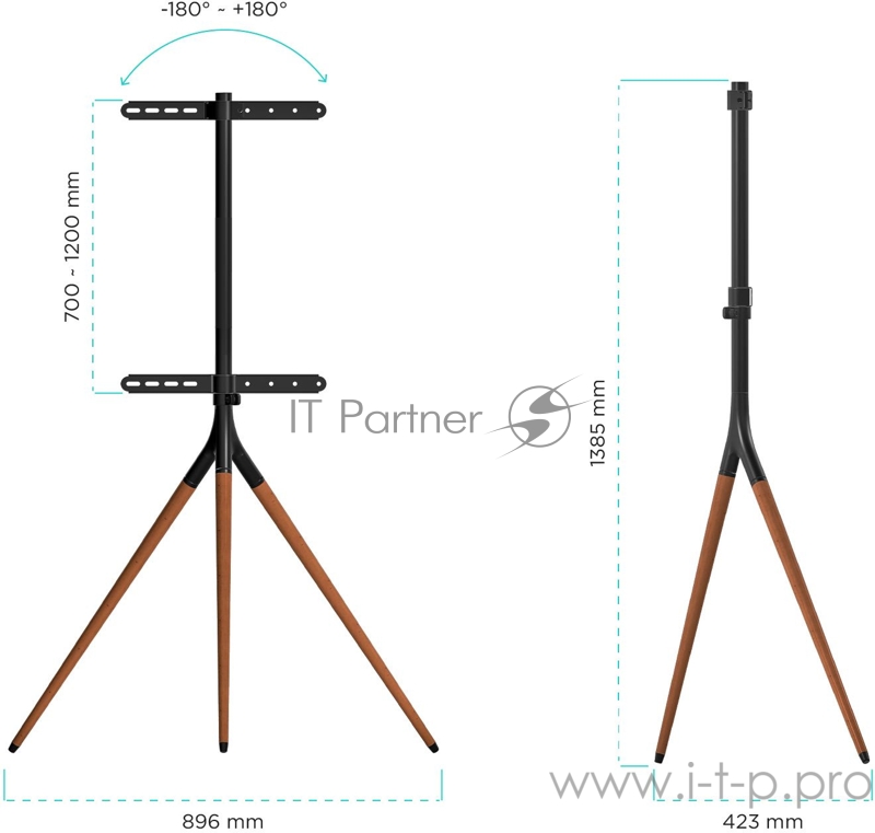 Стойка для ТВ и сенсорных панелей ONKRON TS1220 32-65, чёрный