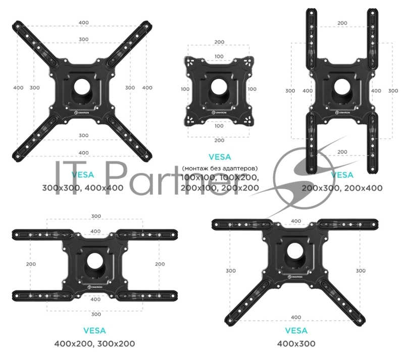 Кронштейн ONKRON M4B для телевизора 32-65 наклонно-поворотный, чёрный