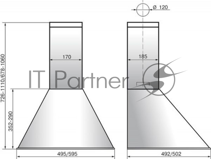 Вытяжка каминная Elikor DE6534WS белый/серебро управление: кнопочное (1 мотор)