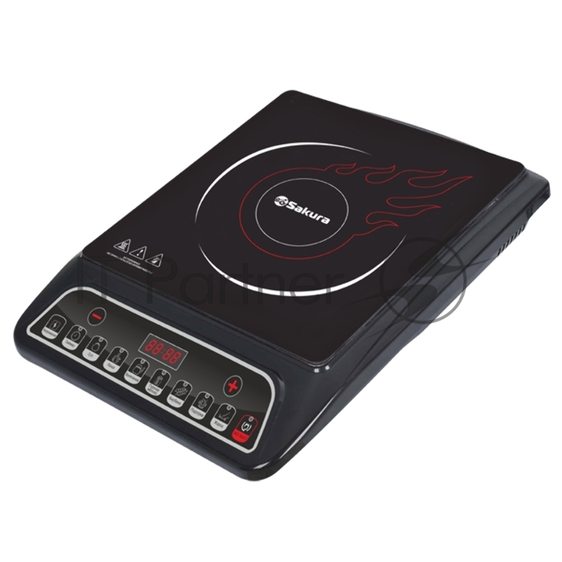 Настольная плитка SAKURA SA-7152RF 2000 Вт, индукционный нагревательный элемент, ЖК- дисплей, корпус из закаленного стекла, индикатор работы, регулировка мощности, функция таймера, отсрочка старта. Режимы: суп, каша, кипячение, горячее молоко, барбек