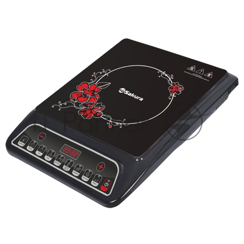 Настольная плитка SAKURA SA-7152FS 2000 Вт, индукционный нагревательный элемент, ЖК- дисплей, корпус из закаленного стекла, индикатор работы, регулировка мощности, функция таймера, отсрочка старта. Режимы: суп, каша, кипячение, горячее молоко, барбек