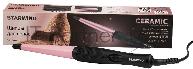 Щипцы Starwind SHS 7035 30Вт макс.темп.:200С покрытие:турмалиновое черный/фиолетовый