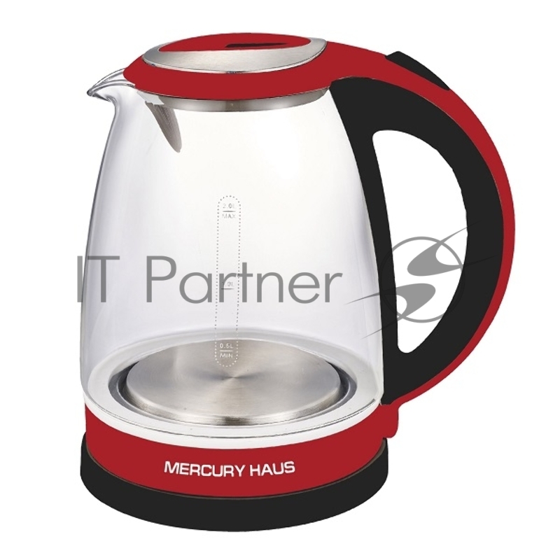 Чайник электрический Mercury MC-7901 стекло,пластик красный,об.2л
