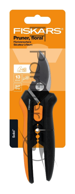 Ножницы для цветов Fiskars Solid SP14 черный/оранжевый (1051601)