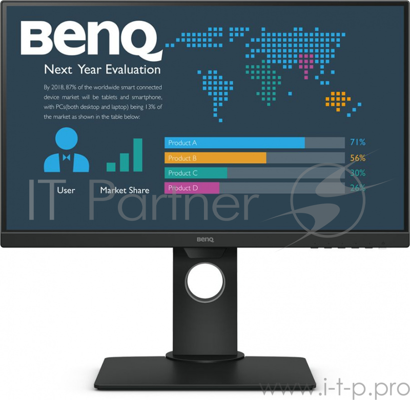 Монитор BENQ 23,8 BL2480T IPS LED 1920x1080 6ms 16:9 250 cd/m2 5ms 20M:1 178/178 D-sub HDMI DP Flicker-free HAS Pivot Tilt Swivel Speaker Black