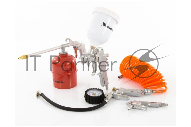 Набор пневмоинструмента MATRIX 57304 5 предметов быстросъемное соед. краскорасп. с верхним бачком