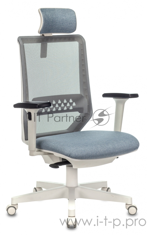 Кресло руководителя Бюрократ EXPERT серый сиденье голубой 38-405 сетка/ткань с подголов. крестовина пластик пластик белый