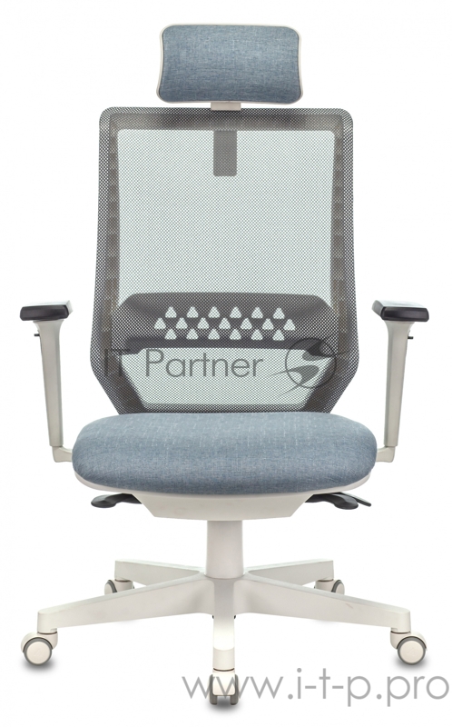 Кресло руководителя Бюрократ EXPERT серый сиденье голубой 38-405 сетка/ткань с подголов. крестовина пластик пластик белый