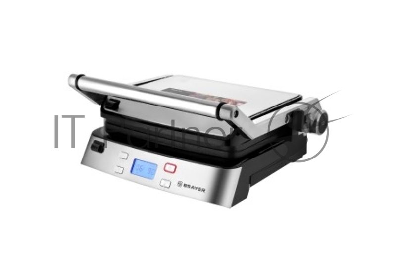 Электрический гриль-пресс BRAYER BR2006, 2000 Вт, съем.пласт, LCD-дисп, рифл.пласт 29*23см, темп 230