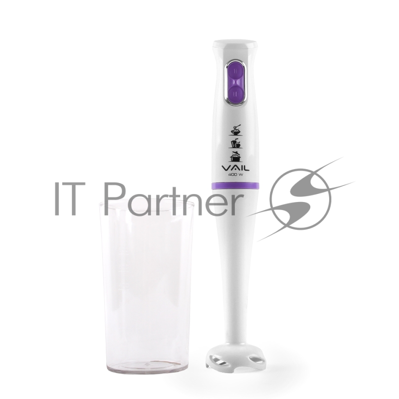 Блендер погружной VAIL VL-5704 (бел/фиол) DC мотор, 400 Вт, со стаканом