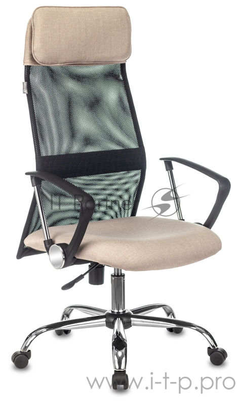 Кресло руководителя Бюрократ KB-6N черный TW-01 сиденье бежевый 38-402 сетка/ткань с подголов. крестовина металл хром