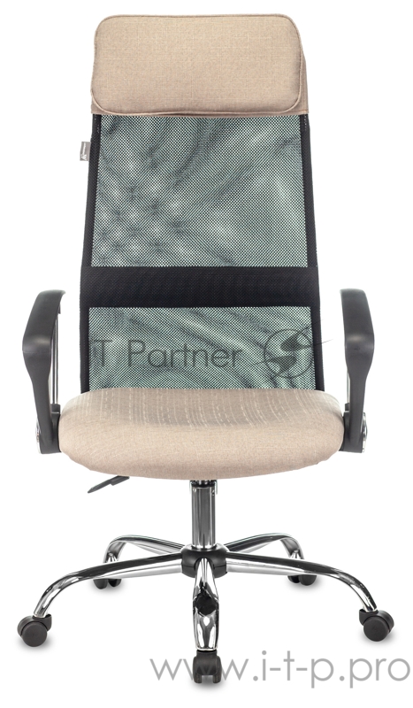 Кресло руководителя Бюрократ KB-6N черный TW-01 сиденье бежевый 38-402 сетка/ткань с подголов. крестовина металл хром