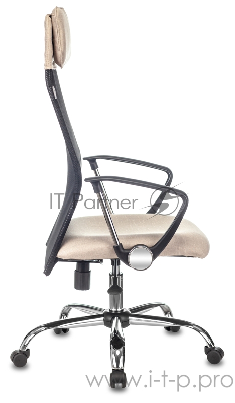Кресло руководителя Бюрократ KB-6N черный TW-01 сиденье бежевый 38-402 сетка/ткань с подголов. крестовина металл хром