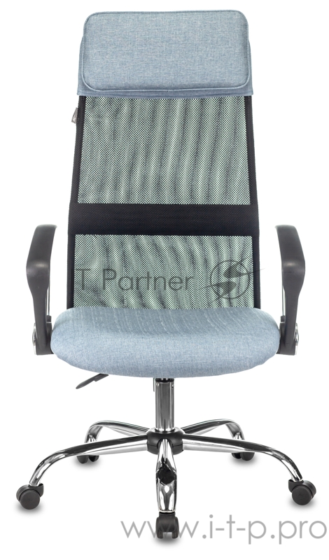 Кресло руководителя Бюрократ KB-6N черный TW-01 сиденье голубой 38-405 сетка/ткань с подголов. крестовина металл хром