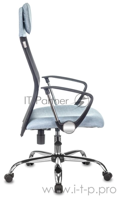 Кресло руководителя Бюрократ KB-6N черный TW-01 сиденье голубой 38-405 сетка/ткань с подголов. крестовина металл хром