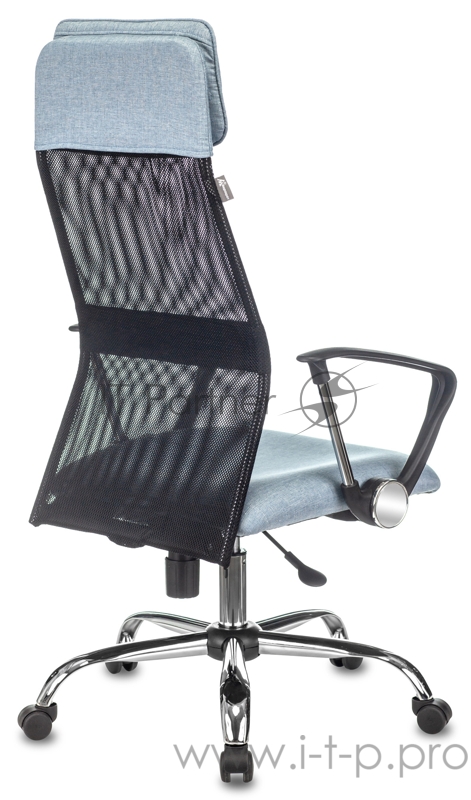Кресло руководителя Бюрократ KB-6N черный TW-01 сиденье голубой 38-405 сетка/ткань с подголов. крестовина металл хром