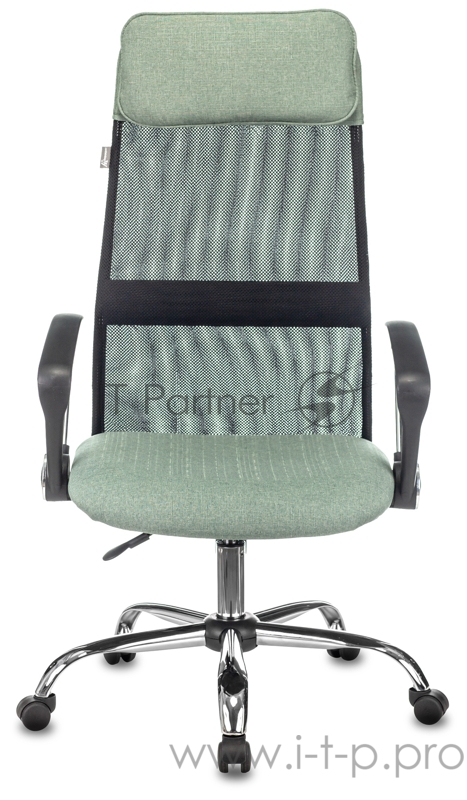 Кресло руководителя Бюрократ KB-6N черный TW-01 сиденье зеленый 38-407 сетка/ткань с подголов. крестовина металл хром
