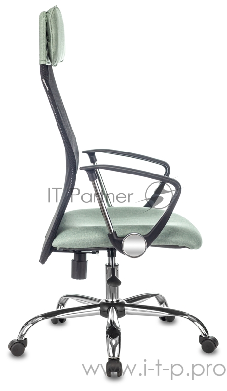 Кресло руководителя Бюрократ KB-6N черный TW-01 сиденье зеленый 38-407 сетка/ткань с подголов. крестовина металл хром