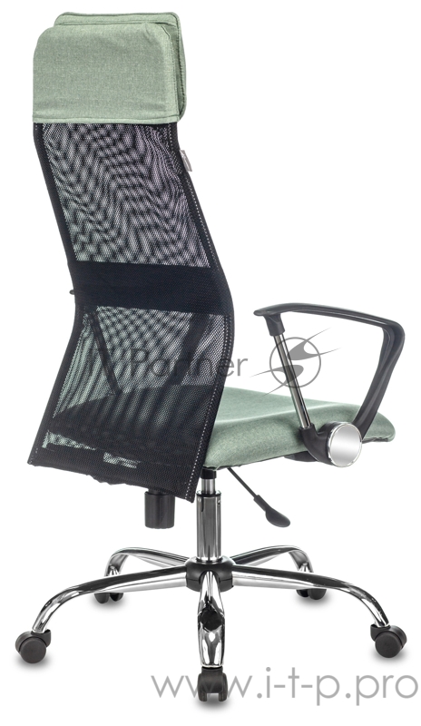 Кресло руководителя Бюрократ KB-6N черный TW-01 сиденье зеленый 38-407 сетка/ткань с подголов. крестовина металл хром