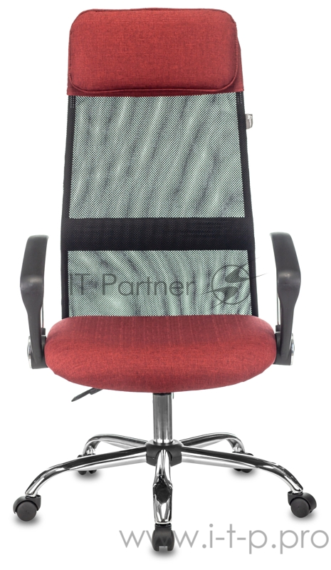 Кресло руководителя Бюрократ KB-6N черный TW-01 сиденье красный 38-410 сетка/ткань с подголов. крестовина металл хром