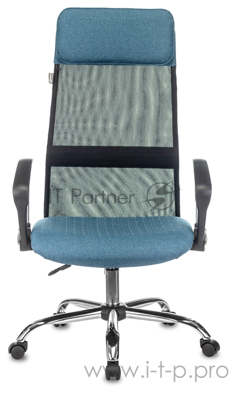 Кресло руководителя Бюрократ KB-6N черный TW-01 сиденье синий 38-415 сетка/ткань с подголов. крестовина металл хром