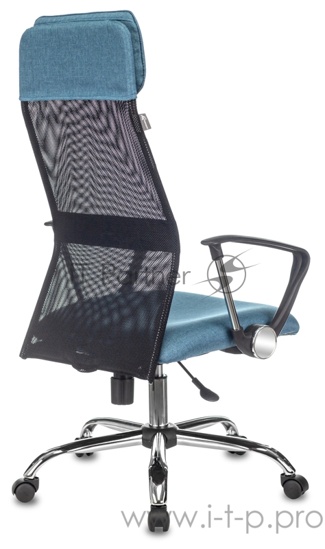 Кресло руководителя Бюрократ KB-6N черный TW-01 сиденье синий 38-415 сетка/ткань с подголов. крестовина металл хром