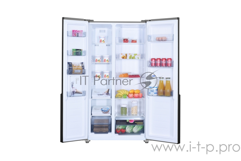 Холодильник WILLMARK SBS-636NFWG (472л, SideBySide, TotalNoFrost, стекл.пан, LED., A+,суперохл,суперзам,бел)