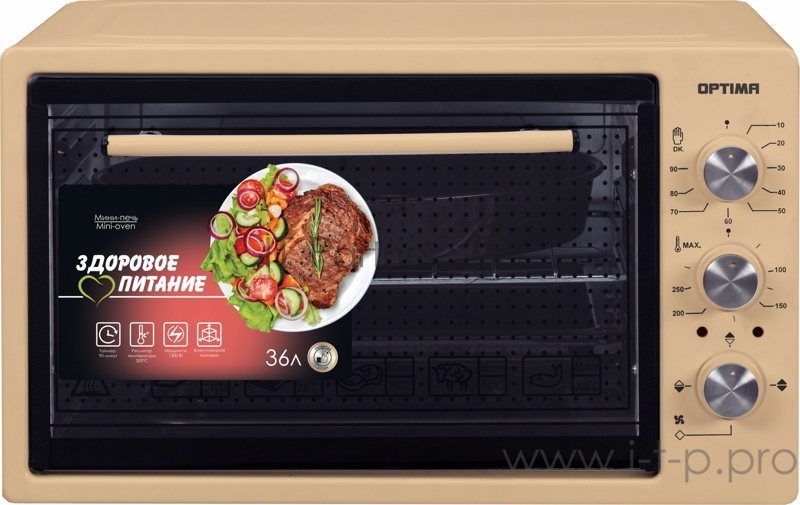 Жарочный шкаф OPTIMA OF-36B (36л,таймер, лампа, противень 2шт.,решетка,бежевый,1300Вт)