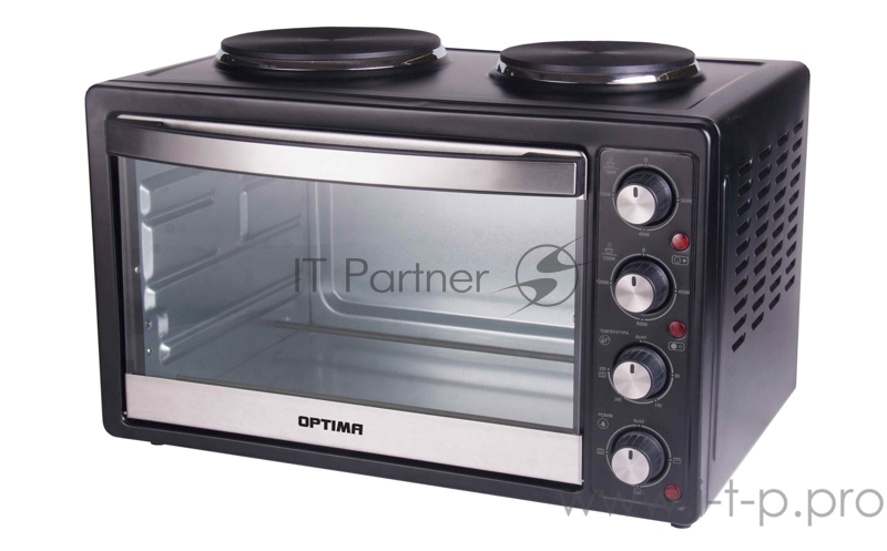 Мини-печь OPTIMA OH-352MB (33 литра, 2 конфорки, термостат, противень, черный)