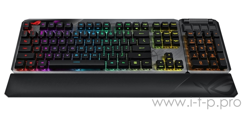 Игровая клавиатура ASUS ROG Claymore II (ROG Red RX Optical Mechanical switches, USB/2.4Ггц, 4000 мАч, RGB подсветка, отсоединяемый нампад, подставка под запястья, 90MP01W0-BKRA00)