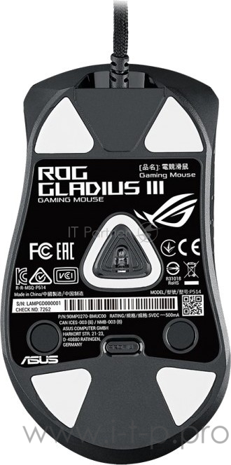 Игровая мышь ASUS ROG Gladius III (RGB LED, 6 кнопок, 19000 dpi, black, USB, 90MP0270-BMUA00)