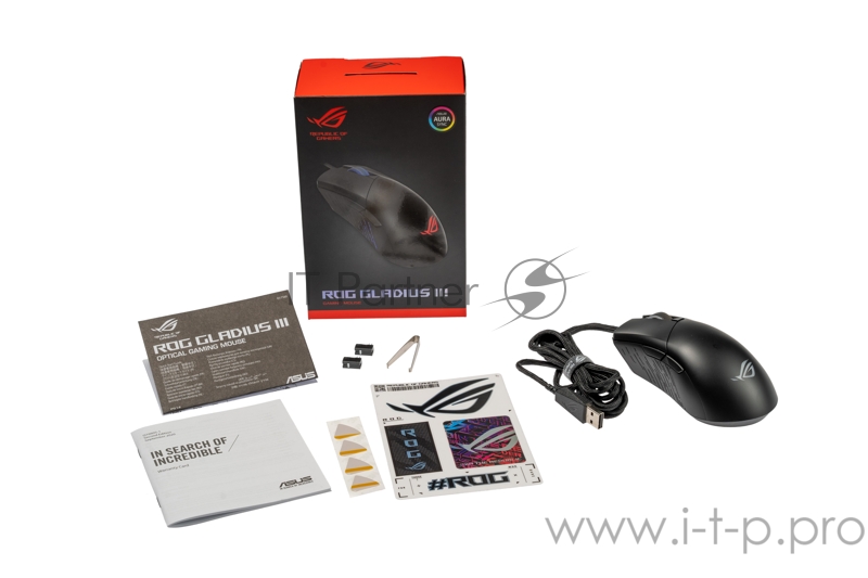 Игровая мышь ASUS ROG Gladius III (RGB LED, 6 кнопок, 19000 dpi, black, USB, 90MP0270-BMUA00)