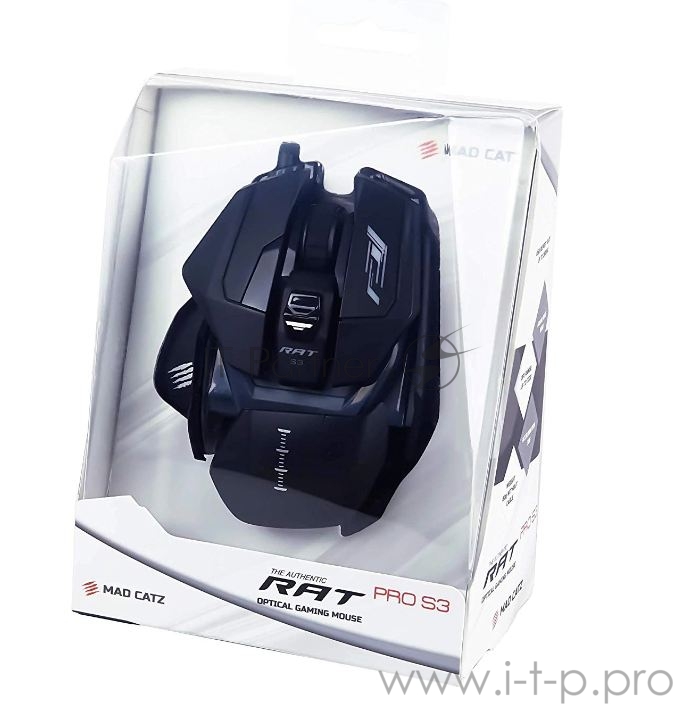 Игровая мышь чёрная Mad Catz R.A.T. PRO S3 (PMW3330, Omron, USB, 8 кнопок, 16000 dpi, RGB подсветка)