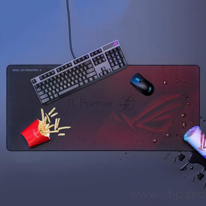 Игровой коврик для мыши ASUS ROG Scabbard II (900 x 400 x 3 mm, резина, тканый материал, cиликон, 90MP00S0-B0UA00)