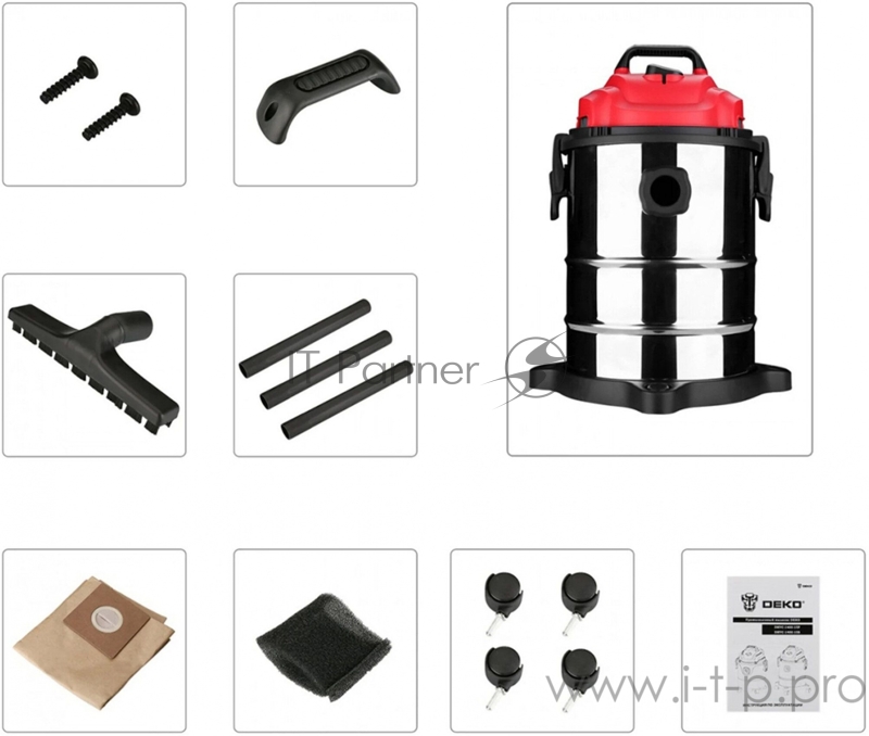 Строительный пылесос Deko DKVC-1400-15S 1400Вт (уборка: сухая) серебристый