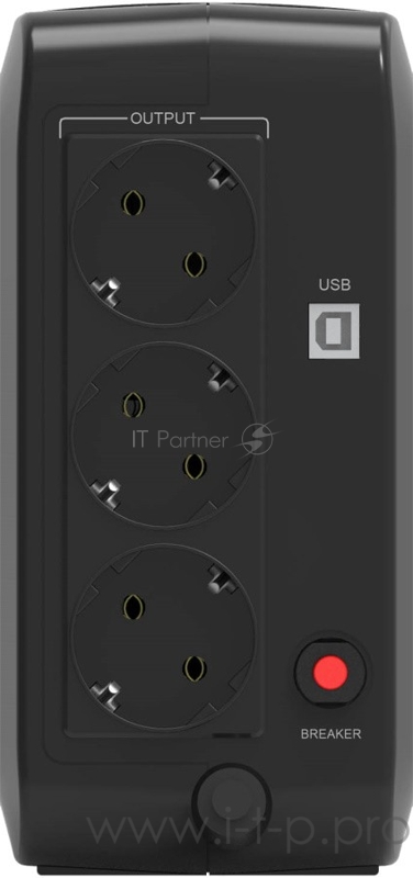 ИБП HIPER OFFICE-400, 400ВА(240Вт), 3 розетки Schuko, USB-порт, чёрный