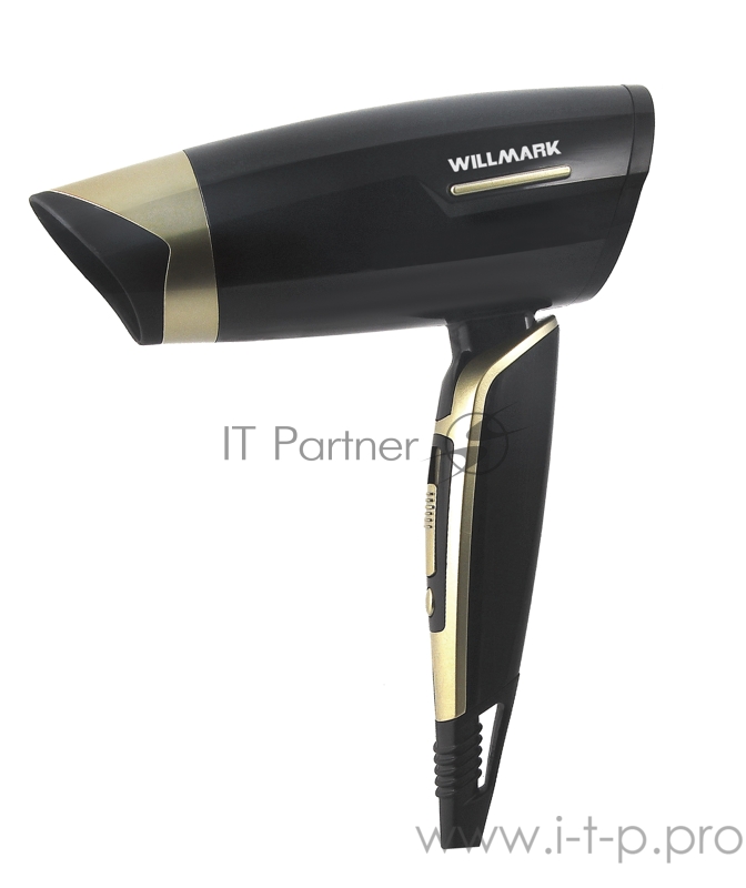Фен WILLMARK WHD-220F (черный/золото, складная ручка, 1200Вт)