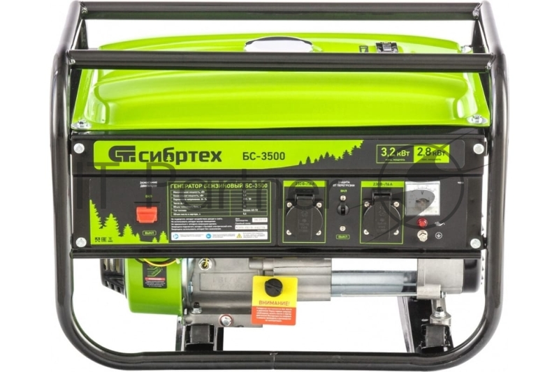 Генератор бензиновый СИБРТЕХ БС-3500, 3,2 кВт, 230В, 4-х такт., 15 л, ручной стартер 94544