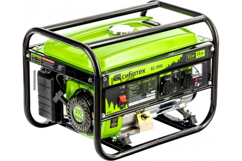 Генератор бензиновый СИБРТЕХ БС-3500, 3,2 кВт, 230В, 4-х такт., 15 л, ручной стартер 94544