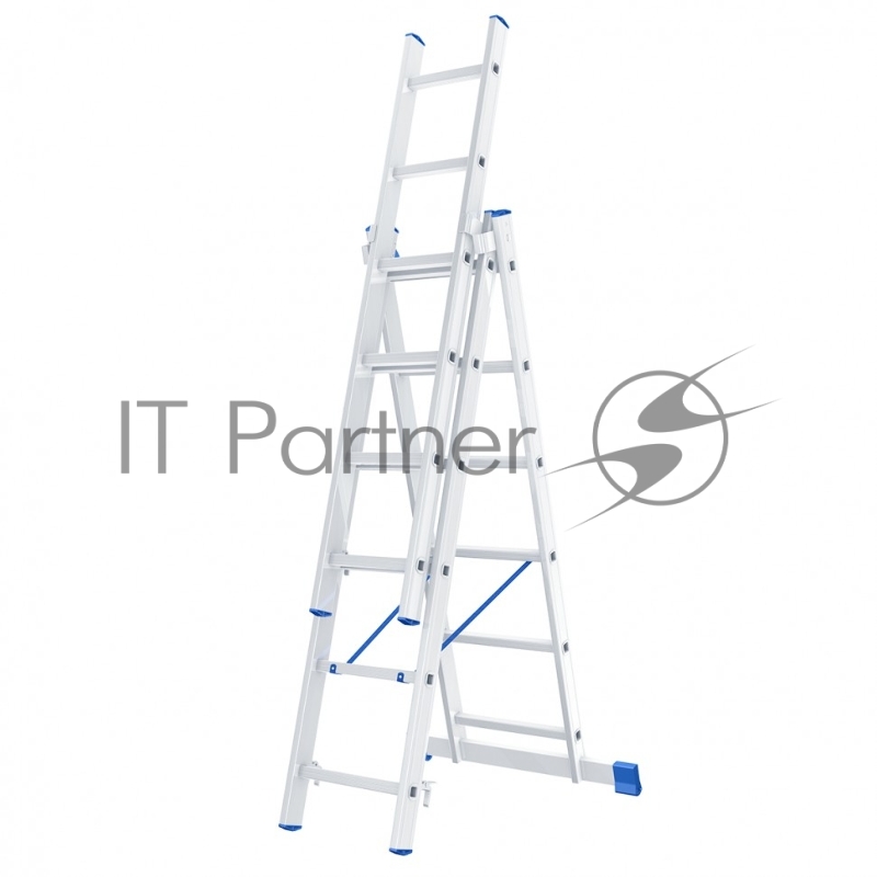 Лестница СИБРТЕХ , 3 х 6 ступеней, алюминиевая, трехсекционная, 97816