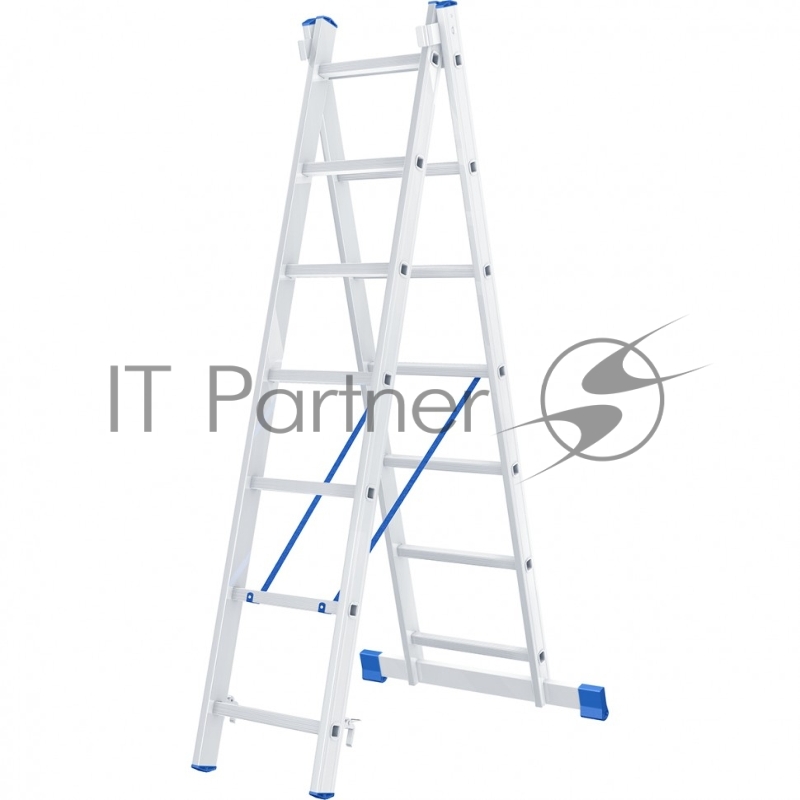 Лестница СИБРТЕХ , 2 х 7 ступеней, алюминиевая, двухсекционная, 97907