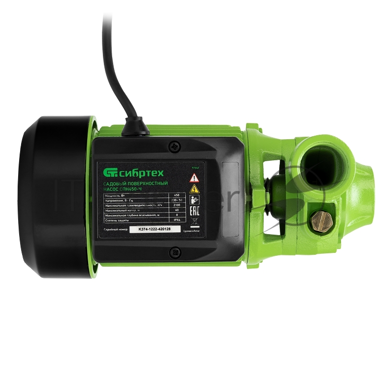 Садовый поверхностный насос СИБРТЕХ СПН450-Ч 450 Вт напор 40 м 2100 л/ч чугун 97242