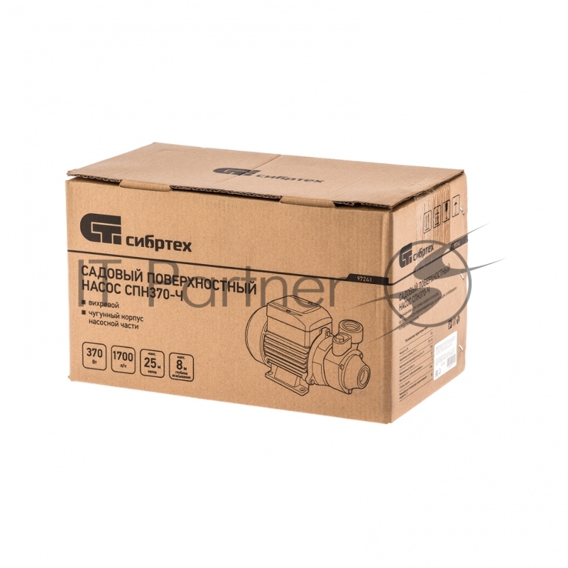 Садовый поверхностный насос СИБРТЕХ СПН370-Ч 370 Вт напор 25 м 1700 л/ч чугун 97241